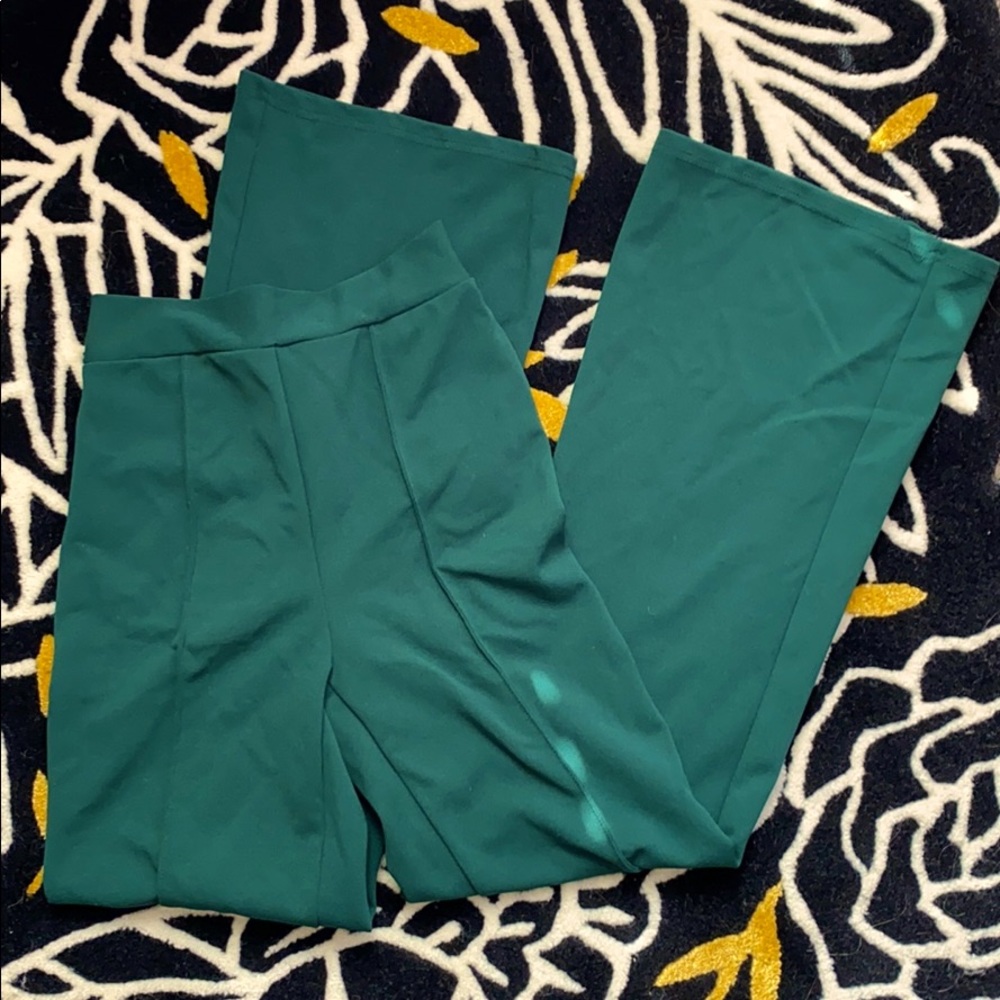 Dark Green High Waist Wide Leg Trouser